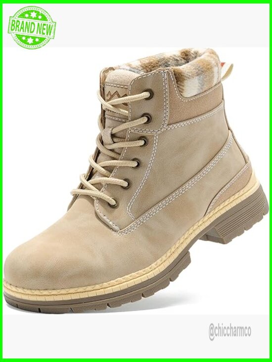 Shoes - Women's Winter Snow Boots Lightweight Ankle Hiking Fur Lined Lace Up Trekking